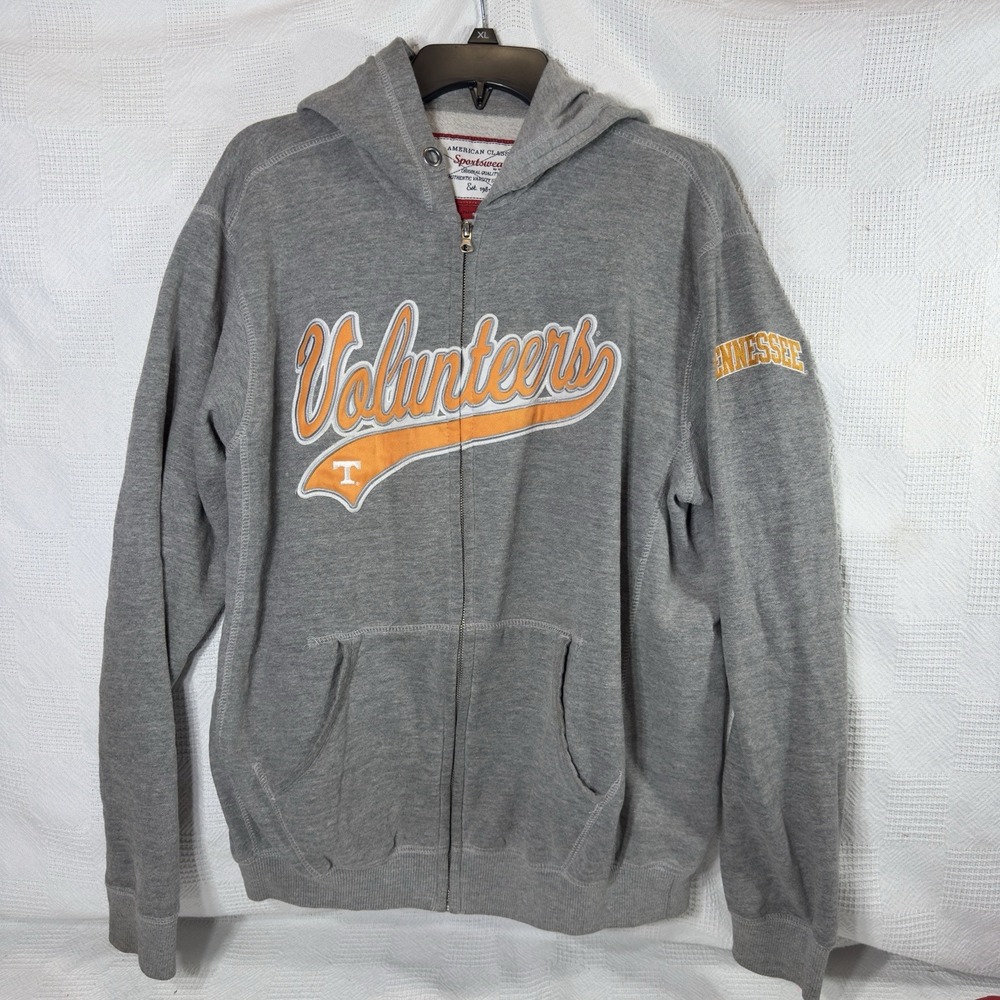 American Classic Sportswear Tennessee Vols Zip Gray Orange‎ Hoodie Jacket Large